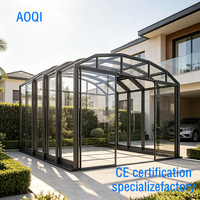 Serre en verre extérieure pour jardin et balcon, imperméable, en alliage d'aluminium, avec auvent, extensible, pliable et coulissante, type véranda