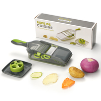 Fruit-, aardappel- en groentesnijder, multifunctionele keukenhulp, mandoline, plastic rasp, handmatige snijder met roestvrijstalen messen