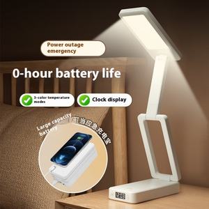 Petite lampe LED pliable avec horloge de lecture et clip, rechargeable, idéale pour dortoir, bureau ou chambre d'étudiant - Product Image 3