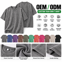 T-shirt Homme Vintage Oversize Streetwear Manches Courtes en Coton Lourd 260GSM Délavé Effet Neige Personnalisé OEM ODM Vente en Gros