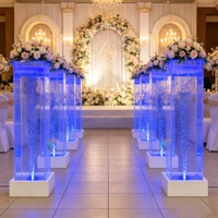 Pilier de bulles lumineux romantique auto-adhésif carré en acrylique écologique pour toile de fond d'allée de mariage et de banquet