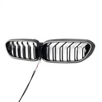 Pour Série 5 G30 Modifiée, Grille d'admission d'air centrale lumineuse noire brillante à double ligne, en plastique ABS