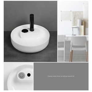 Ceramic Countertop Sink <b>Round</b> Single Hole <b>Basin</b> For Bathroom And Balcony Easy Cleaning - Product Image 1