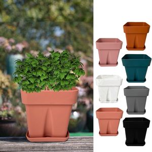 Pot de fleurs en silicone de 5,1 pouces avec plateau, jardinière carrée épaissie, récipient décoratif pour jardinage intérieur et extérieur - Product Image 6