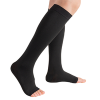 Chaussettes de compression d'usine varices gonflement genou haut bout ouvert chaussettes médicales de compression pour hommes et femmes