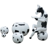 Fauteuil de loisirs en fibre de verre fait main à motif vache de dessin animé et ornement décoratif pour extérieur, ranch et jardin