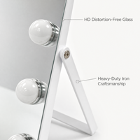 Miroir de Coiffeuse LED Moderne Incurvé 10 Lumières CRI90 Bluetooth Sans Fil Tactile à Intensité Variable Portable OEM ODM