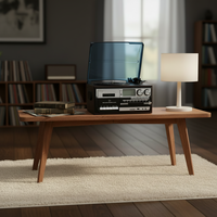 Radio cassette double classique rétro en bois avec lecteur de disques vinyles AM/FM, lecteur CD, USB, SD, tourne-disque pour usage domestique