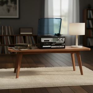 Radio cassette double classique rétro en bois avec lecteur de disques vinyles AM/FM, lecteur CD, USB, SD, tourne-disque pour usage domestique - Product Image 2