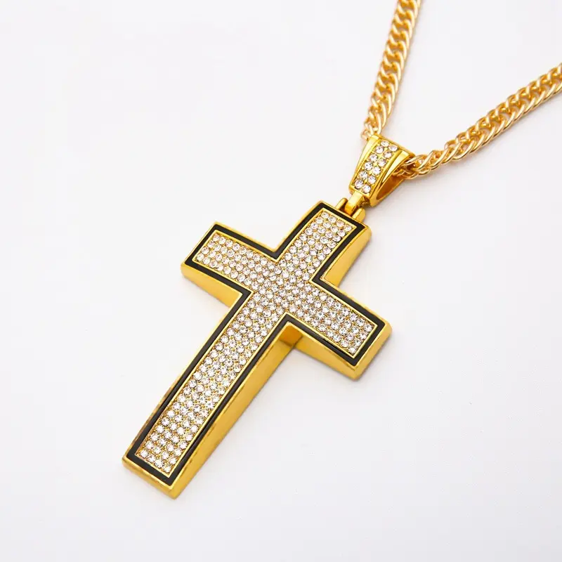 Neueste Männer Gold Überzogene Große Kreuz Anhänger Kostüm Schmuck