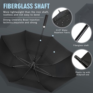 Parapluie en fibre de verre de luxe double couche de 60 pouces, personnalisé avec logo, en stock, haut de gamme, coupe-vent, très vendu - Product Image 3