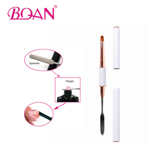 2019 de oro blanco y rosa personalizado manicura flor cepillo de uñas con espátula herramienta cepillo - Product Image 1