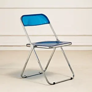 الكراسي شفافة طوي واضح الأزرق الاكريليك كراسي قابلة للطي شفافة للأحداث تكويم كرسي