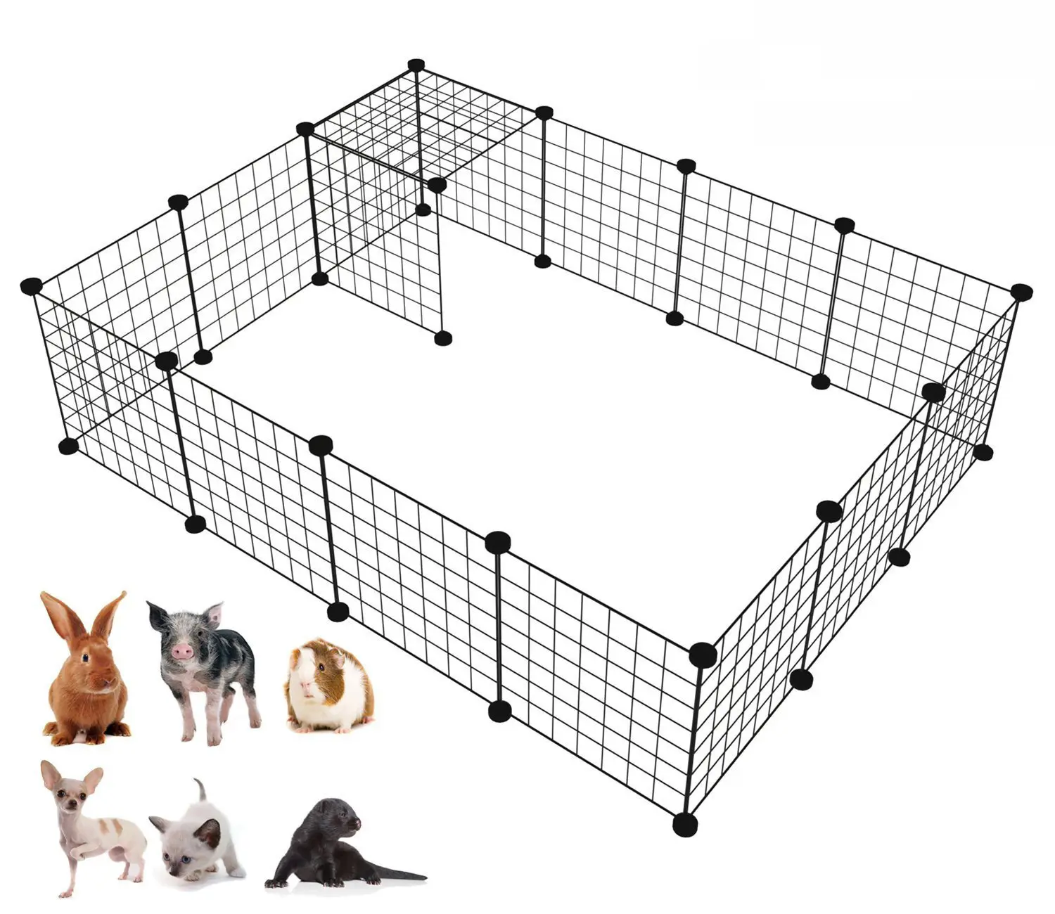 DIY Pet Playpen 35*35cm Portable metal wire Yard Fence Black or White Small pet animal cat house Cage