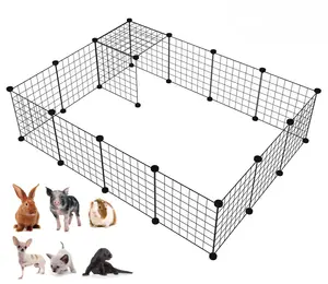 DIY evcil hayvan oyun parkı 35*35cm taşınabilir metal tel bahçe çit siyah veya beyaz küçük Pet hayvan kedi evi kafes