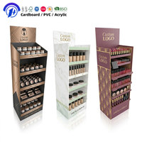 Support d'affichage au sol en carton personnalisé à 5 niveaux pour cosmétiques, support d'affichage en papier ondulé pour rouge à lèvres