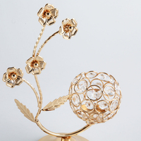 Magnifique support de bougie en verre floral avec paillettes dorées et cristaux pour mariage et fête / Chandelier