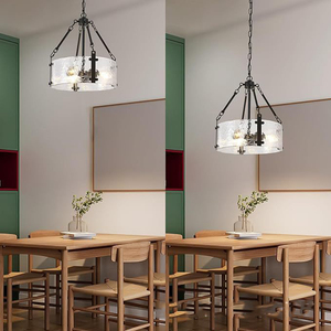 Lámpara de Araña <span class=keywords><strong>Fluorescente</strong></span> de Latón con Vidrio Martillado y Texturizado, Diseño Artesanal Moderno de Mediados de Siglo para Hogar, Restaurante, <span class=keywords><strong>Cocina</strong></span> - Product Image 4