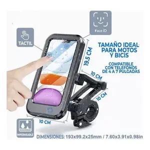 Support de téléphone pour vélo étanche avec pince réglable pour guidon de vélo, support de barre horizontale en plastique EGTMA HOLD73, clip-on Desi - Product Image 5