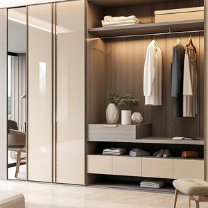 Armadio Laterale Moderno Grigio di Alta Gamma Personalizzato con Ante a Battente, Scaffale Contenitore, Consegna Gratuita, Mobili per la Casa, Armadi per Camera da Letto, Sala da Pranzo - Product Image 3