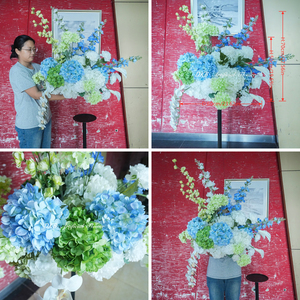 ลูกบอลดอกไม้ไหมคุณภาพสูง สีฟ้าเขียว ไฮเดรนเยีย สำหรับตกแต่งโต๊ะงานแต่งงาน งานเลี้ยง ขายดี ของตกแต่งงานแต่งงาน - Product Image 3