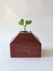 Ahşap Evcil Hayvan Kremasyon Urnesi ve Yaşayan Bitki Yetiştirme Alanı ile Köpekler ve Kediler için Anı Kutusu - Product Image 6