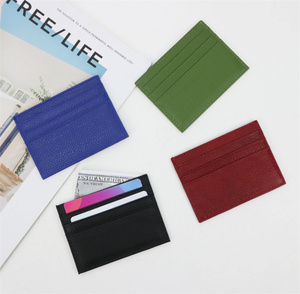 Multicolore Ultra-sottile in vera pelle Lychee con strato di testa in pelle di vacchetta porta carte in pelle sottile - Product Image 2
