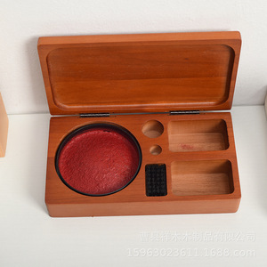 Wooden Stamp <b>Box</b> With Inkpad Rectangle Office Organizer For Private Stamp <b>Storage</b> Desktop <b>Drawer</b> Organizer - Product Image 4