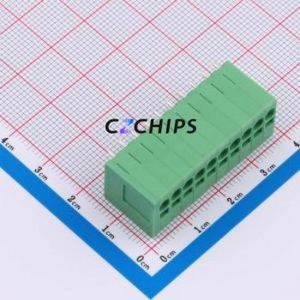 DB241V-3.5-10P-GN Spring Terminal Block Through hole Component (THT),P=3.5mm Connector 1x10P 3.5mm Green 10P - Product Image 1