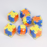 Kotak Puzzle 3D Bahan Bambu/EVA Kubus Labirin Bulat Mini Mainan Edukasi Bola Labirin Ajaib untuk Anak-anak