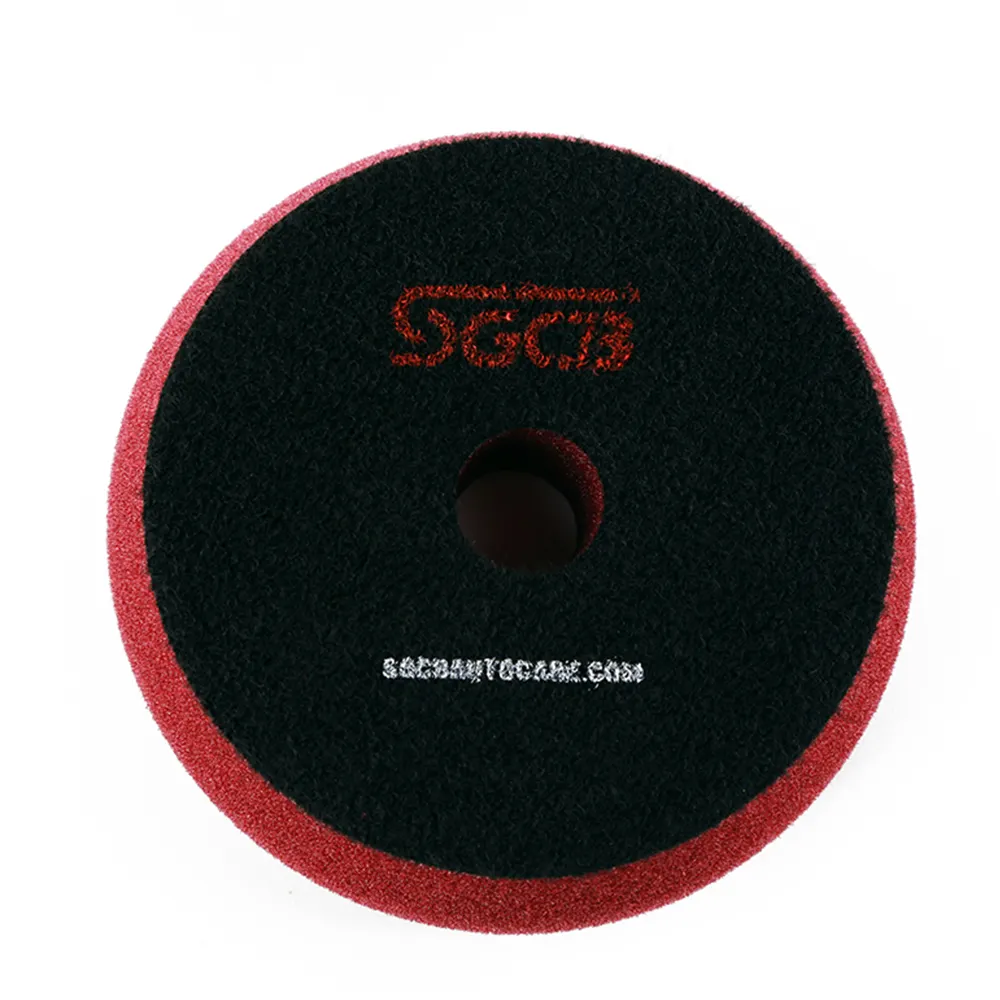 SGCB 6In RO/DA Car Polishing Foam Sponge Pad Wine Heavy Cutting Polisher Pad Hook Loop Grip Flat Light Pad Finishing Sponge