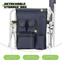 Chaise de camping moderne portable et pliante en aluminium Siège de directeur confortable Porte-gobelet Sac de magazines Durable Entrée extérieure Salle à manger