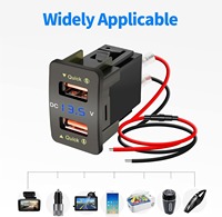 Adaptador de carga rápida QC3.0 para coche - 2 puertos USB y medidor de voltaje para coches Honda (negro)
