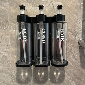 Distributeur de savon liquide mural en ABS à pression manuelle 500 ml, non perforé, rechargeable, pour salle de bain, shampoing, douche - Product Image 3