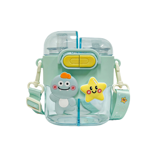 M nuovissima tendenza della moda portatile cartoni animati animali per bambini tazze da viaggio graziosa bottiglia d'acqua in plastica per bere paglia diretta per la palestra della scuola - Product Image 6