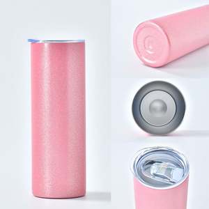 Vaso de 20 oz con purpurina brillante para sublimación, en stock en almacén de EE. UU., al por mayor, con tapa deslizante y pajita - Product Image 2