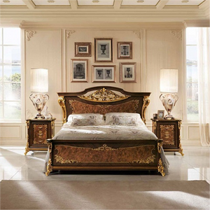 <span class=keywords><strong>Lit</strong></span> king-size sculpté <span class=keywords><strong>de</strong></span> luxe au design britannique royal, nouveau mobilier <span class=keywords><strong>de</strong></span> chambre classique pour usage domestique - Product Image 1