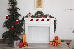 Conjunto de 4 peças de meia de natal de malha vermelha fofa, enfeites de tecido e algodão para decoração de festas, para decoração de casa