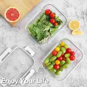 Lock Lid High Borosilicate Glass Food Container <b>Set</b> with Oven and Microwavable Features Back to School Ready - Product Image 2