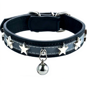 Luxury Soft Padded Dog <b>Collar</b> Handmade Heavy-Duty Leather with Ribbons for Training Puppy of Various Sizes - Product Image 1
