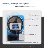 Bande lumineuse LED RGB 12V 2835, 54 LED/m, découpable, IP65, PVC, télécommande, lumière ambiante, emballage blister, kit complet