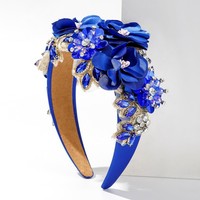 Headband Bunga Baroque Fashion dengan Rhinestone, Lebar
