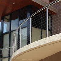 EKOO Garde-corps de véranda de 42 pouces en acier inoxydable, poteau rond pour escalier, balcon avec main courante ronde élégante