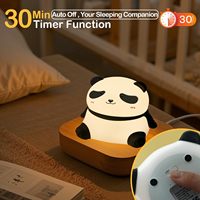 Lampe en silicone Panda mignonne et apaisante, rechargeable par USB, à intensité variable, lumière blanche chaude, 7 couleurs, fonction minuterie, veilleuse de chambre pour le soin des yeux