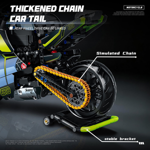 Jeu de construction électronique DIY à l'échelle 1/8, moto Dukardy, 723 pièces, matériau ABS, pour les enfants de 5 à 7 ans - Product Image 5