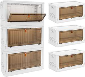 Foldable PP Plastic Storage <b>Boxes</b> Bins Lid 1-2L Capacity for <b>Clothes</b> Shoes Food-Multifunction Classic Design for Living Room - Product Image 6