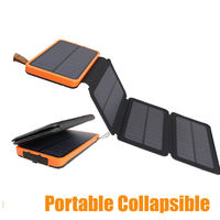 Banque d'Énergie Solaire Pliable et Étanche de 20000mAh avec LED, Batterie Externe Portable de 10000mAh pour iPhone et Android