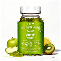 Gummies au vinaigre de cidre de pomme et au thé vert matcha, saveur pomme, véganes, sans gluten, complément alimentaire, marque privée OEM
