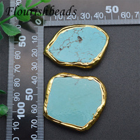 Vente en gros de perles de forme irrégulière en plaqué or, forme libre, bleu Howlite, pierre de turquoise synthétique, pour la fabrication de colliers