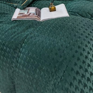 Houndstooth Khắc Pha Lê Nhung Quilt Cover Và Gối Trường Hợp Đặt Ấm Cúng Sang Trọng Quân Đội Màu Xanh Lá Cây Màu Xám Sang Trọng Nhung Duvet Cover Set - Product Image 6